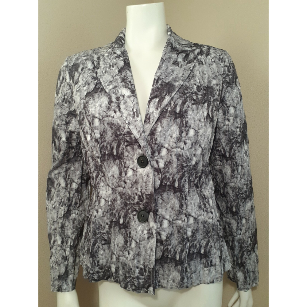 Alberto Makali Women's Jacket 10 Multicolor Crinkle Polyester Blend Buttons